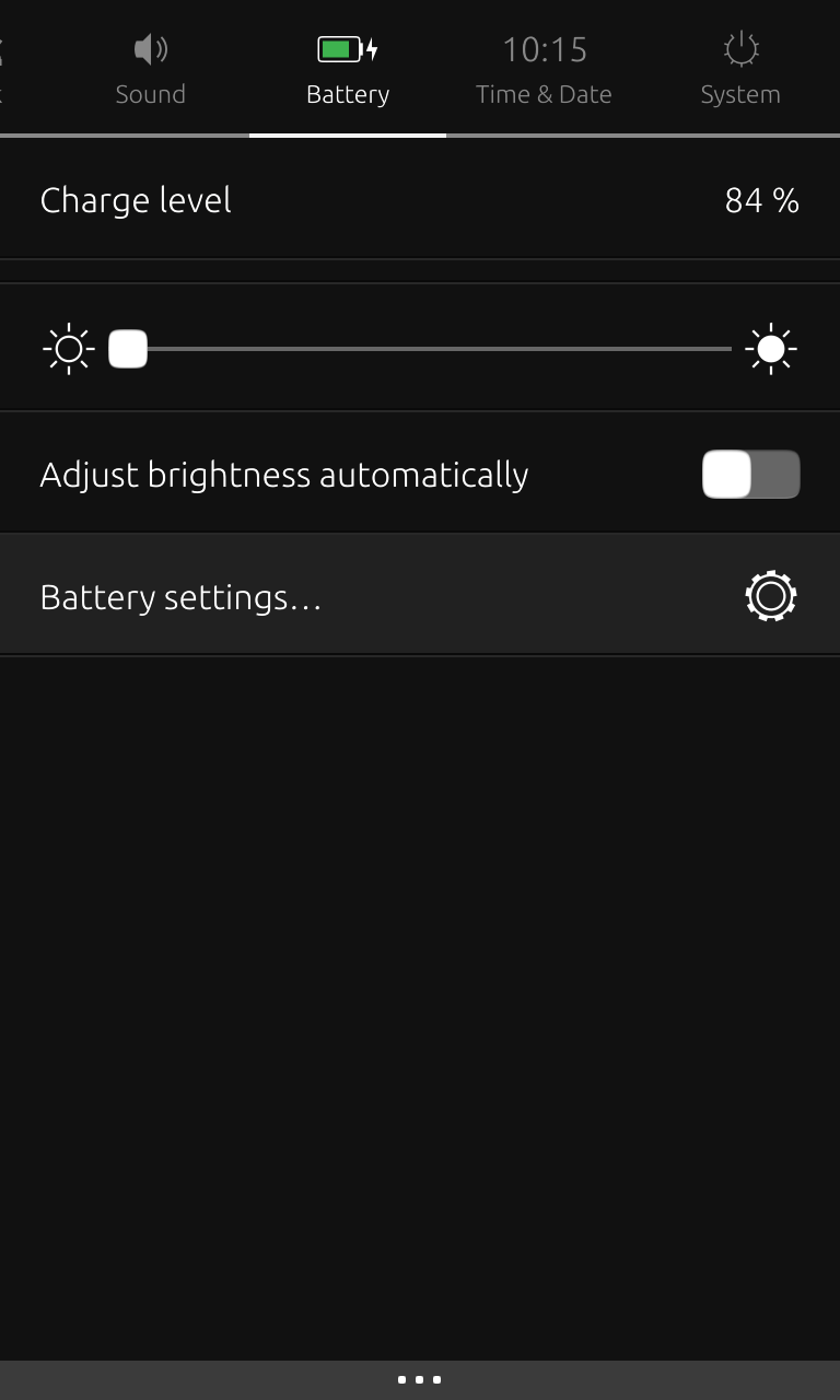 Battery and brightness shade