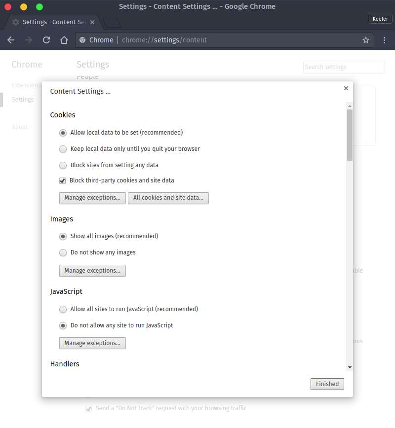 Cookie Settings in Chrome and Chromium-based browsers